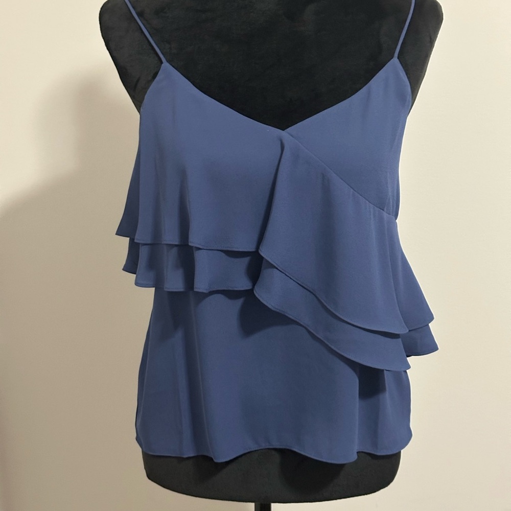 J. Crew Blue Ruffled Asymmetrical Camisole